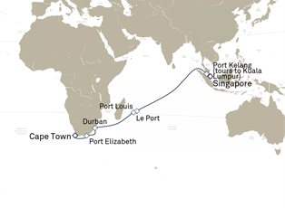 Queen Victoria, 19 Nights Singapore To Cape Town ex Singapore to Cape Town, South Africa Queen Victoria, 19 Nights Singapore To Cape Town ex Singapore to Cape Town, South Africa