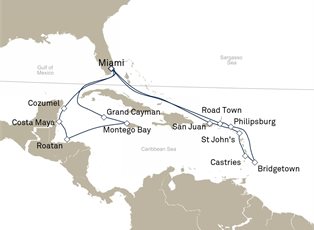 Queen Elizabeth, 21 Nights Caribbean ex Miami, Florida Return Queen Elizabeth, 21 Nights Caribbean ex Miami, Florida Return
