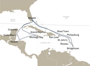 Queen Elizabeth, 21 Nights Caribbean ex Miami, Florida Return Queen Elizabeth, 21 Nights Caribbean ex Miami, Florida Return