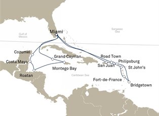 Queen Elizabeth, 21 Nights Caribbean ex Miami, Florida Return Queen Elizabeth, 21 Nights Caribbean ex Miami, Florida Return