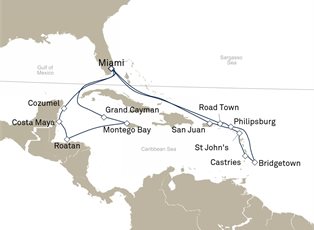 Queen Elizabeth, 21 Nights Caribbean ex Miami, Florida Return Queen Elizabeth, 21 Nights Caribbean ex Miami, Florida Return