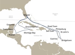 Queen Elizabeth, 21 Nights Caribbean ex Miami, Florida Return Queen Elizabeth, 21 Nights Caribbean ex Miami, Florida Return