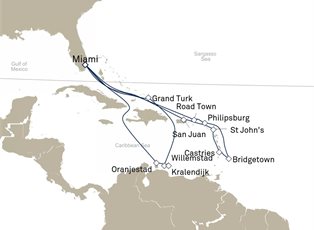 Queen Elizabeth, 21 Nights Caribbean ex Miami, Florida Return Queen Elizabeth, 21 Nights Caribbean ex Miami, Florida Return