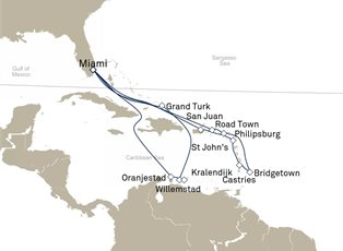 Queen Elizabeth, 21 Nights Caribbean ex Miami, Florida Return Queen Elizabeth, 21 Nights Caribbean ex Miami, Florida Return