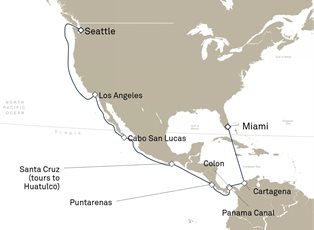 Queen Elizabeth, 20 Nights Miami To Seattle ex Miami, Florida to Seattle, Washington, USA Queen Elizabeth, 20 Nights Miami To Seattle ex Miami, Florida to Seattle, Washington, USA