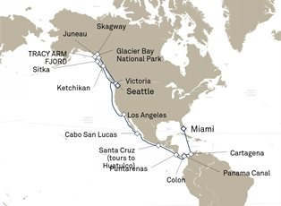 Queen Elizabeth, 30 Nights Miami To Seattle ex Miami, Florida to Seattle, Washington, USA Queen Elizabeth, 30 Nights Miami To Seattle ex Miami, Florida to Seattle, Washington, USA