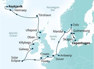 Seabourn Ovation, 21 Night Scandinavia, British Isles & Solar Eclipse Explorer ex Copenhagen, Denmark to Reykjavik, Iceland Seabourn Ovation, 21 Night Scandinavia, British Isles & Solar Eclipse Explorer ex Copenhagen, Denmark to Reykjavik, Iceland