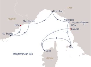Sea Cloud Spirit, 8 Night Luxury Lifestyle, Relaxing Beats Series ex Livorno, (Florence, Pisa) Italy to Nice, France Sea Cloud Spirit, 8 Night Luxury Lifestyle, Relaxing Beats Series ex Livorno, (Florence, Pisa) Italy to Nice, France