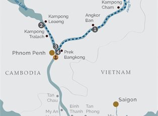 Jayavarman, 4 Night Serenity Cruise (Low Water) ex Siem Reap to Phnom Penh Jayavarman, 4 Night Serenity Cruise (Low Water) ex Siem Reap to Phnom Penh