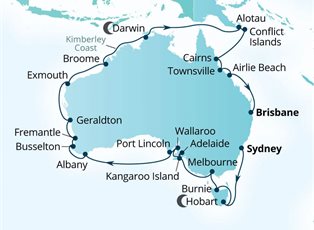Seabourn Quest, 37 Night World Cruise: Australia Circumnavigation ex Sydney, NSW, Australia to Brisbane, QLD, Australia Seabourn Quest, 37 Night World Cruise: Australia Circumnavigation ex Sydney, NSW, Australia to Brisbane, QLD, Australia