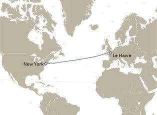 Queen Mary 2, 7 Nights Westbound Transatlantic Crossing ex Le Havre, France to N