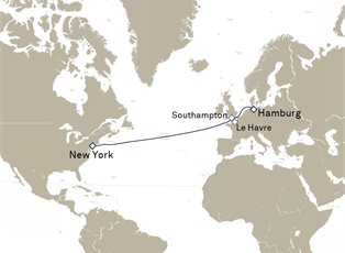 Queen Mary 2, 10 Nights Westbound Transatlantic Crossing ex Hamburg, Germany to 