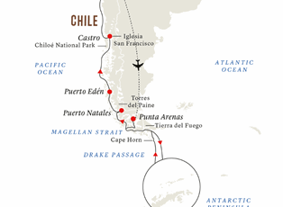 Fram, In-depth Antarctica & Patagonia Expedition (Northbound) ex Santiago to Valparaiso