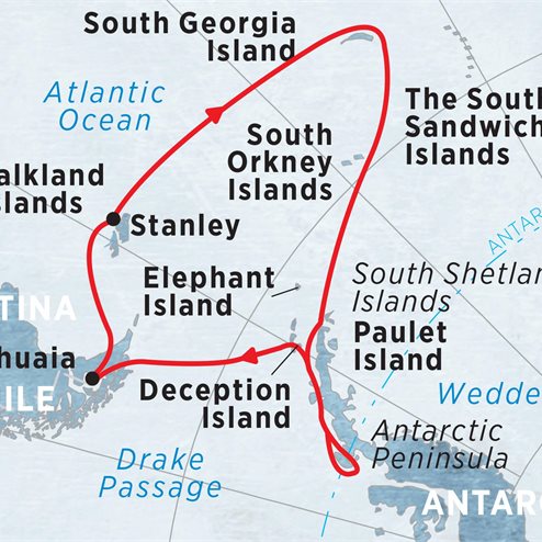 Crossing the Circle via Falklands & South Georgia 