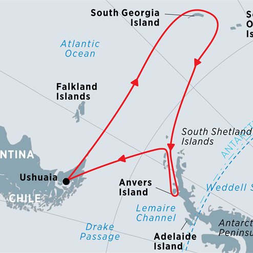 South Georgia and Antarctic Peninsula from Ushuaia